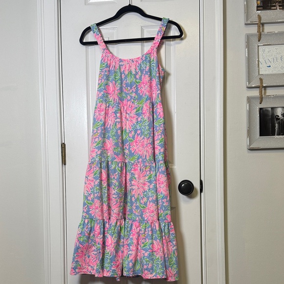Lilly Pulitzer XXS Floral Cotton Midi Dress Pockets Summer Resort Palm Beach - Picture 11 of 11